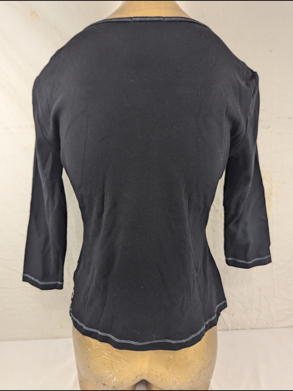 Blue Canyon Black Embellished Blouse 3/4 Sleeve Size Large - Picture 2 of 9